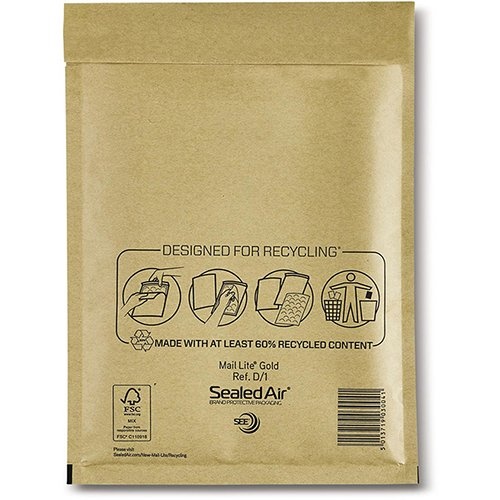 Mail Lite luchtkussenenveloppen, D/1, 180 x 260 mm 100st.