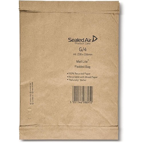 Mail Lite Padded Bag enveloppen, bruin, G/4, 238 x 336 mm, doos van 50 stuks