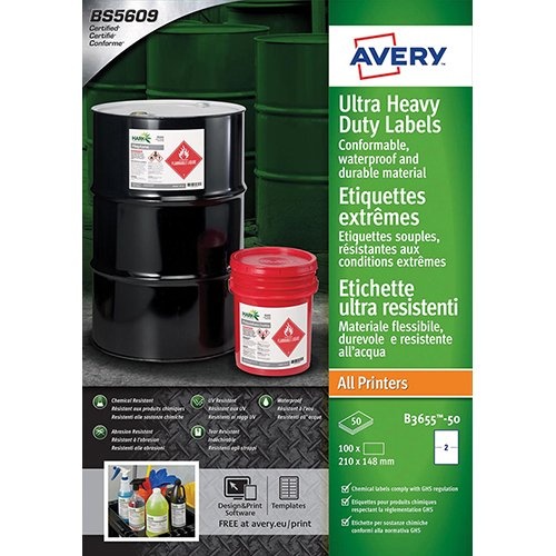 Avery Avery Etiketten Ultra Heavy Duty, 210 x 148 mm wit