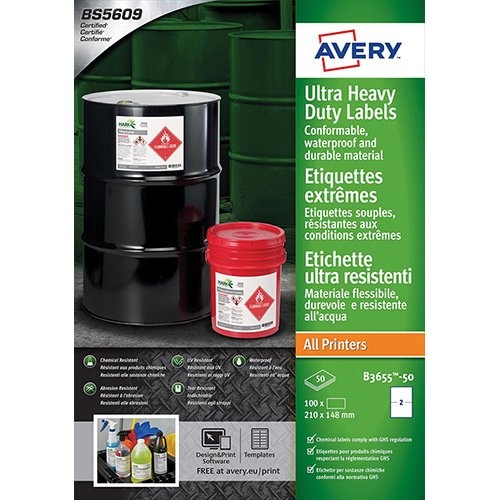 Avery Avery Etiketten Ultra Heavy Duty, ft 210 x 148 mm, wit, pak van 100 etiketten