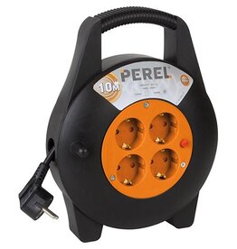 Perel Perel kabelhaspel 3G1.5, met 4 stopcontacten, 10 m, geel en zwart