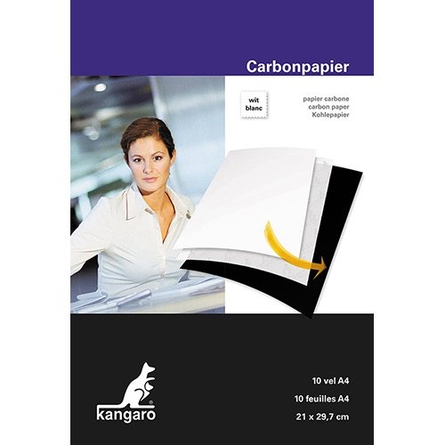 Kangaro Kangaro carbonpapier, ft A4 (21 x 29,7 cm), wit, pak van 10 vel