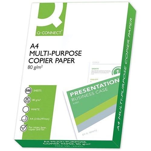 Q-CONNECT Q-CONNECT kopieerpapier A4, 80 g, pak van 500 vel, wit [5st]