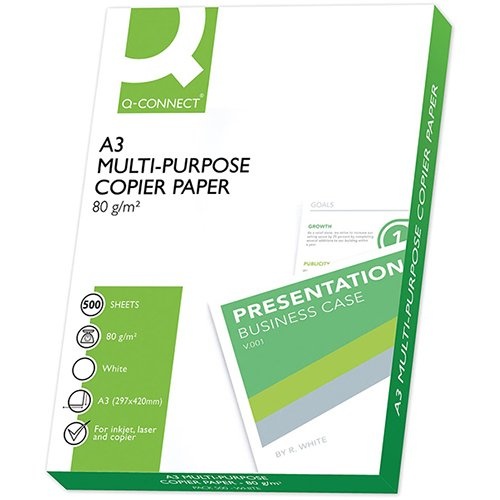 Q-CONNECT Q-CONNECT kopieerpapier, ft A3, 80 g, pak van 500 vel, wit
