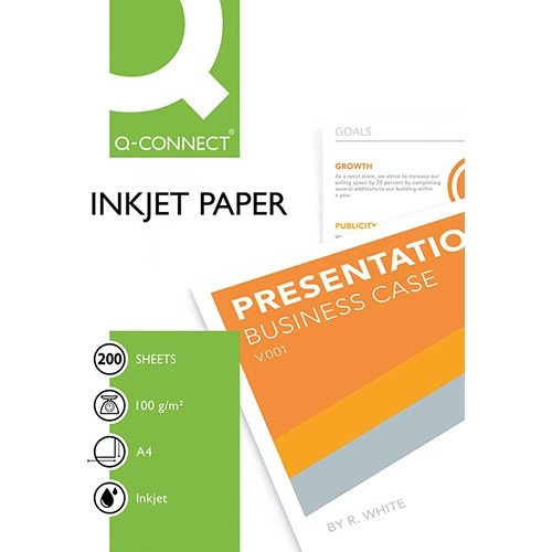 Q-CONNECT Q-CONNECT inkjet papier, ft A4, 100 g, pak van 200 vel, wit