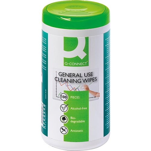 Q-CONNECT Q-CONNECT reinigingsdoekjes voor telefoon, multifunctioneel gebruik, pak van 100 doekjes