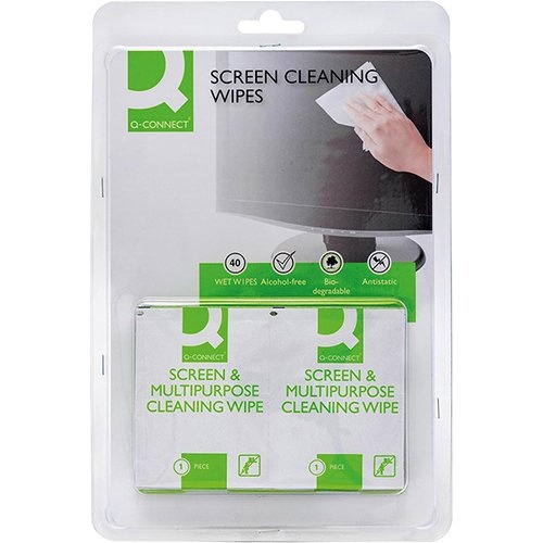 Q-CONNECT Q-CONNECT reinigingsdoekjes voor schermen pak van 40 doekjes