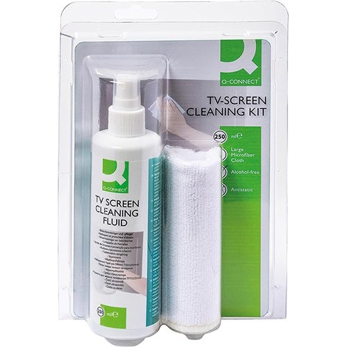 Q-CONNECT Q-CONNECT reinigingsspray voor scherm en toetsenbord inclusief doek pompspray van 250 ml