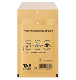Jiffy Comebag luchtkussenenveloppen, ft 100 x 165 mm, met stripsluiting, bruin, doos van 200 stuks