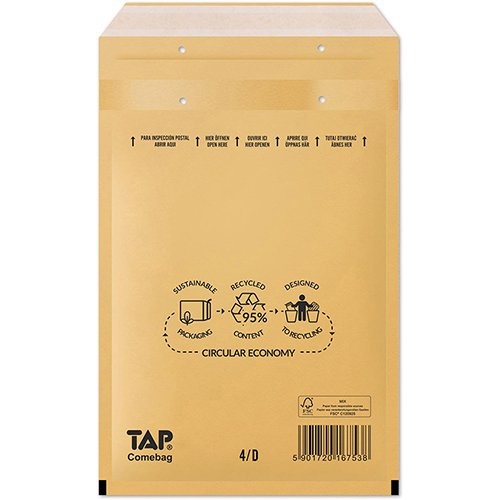 Jiffy Comebag luchtkussenenveloppen, ft 180 x 265 mm, met stripsluiting, bruin, doos van 100 stuks