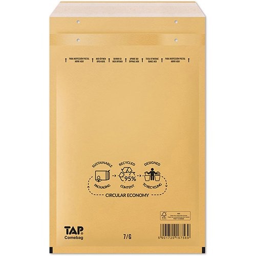 Jiffy Comebag luchtkussenenveloppen, ft 230 x 340 mm, met stripsluiting, bruin, doos van 100 stuks