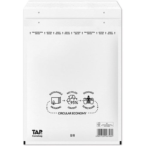 Jiffy Comebag luchtkussenenveloppen, ft 270 x 360 mm, met stripsluiting, wit, doos van 100 stuks