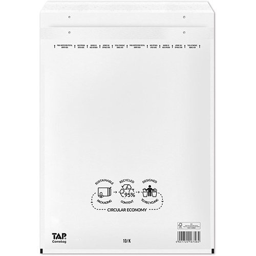 Jiffy Comebag luchtkussenenveloppen, ft 350 x 470 mm, met stripsluiting, wit, doos van 100 stuks