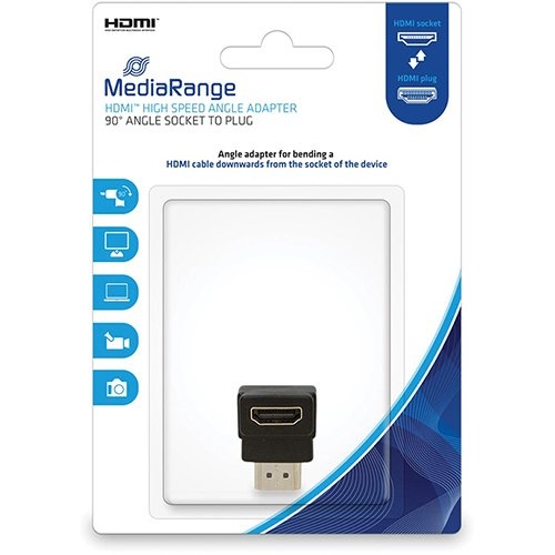 MediaRange HDMI High Speed Hoek-adapter, 90 graden, Contrastekker/stekker