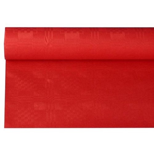 Papstar Tafelkleed uit papier met damastprint, 1,2 x 8 m, rood