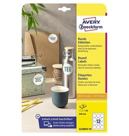Avery Zweckform Etik Rond Wt Afneemb 60Mm 120X [1st]