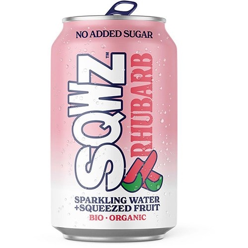 Sqwz SQWZ frisdrank Rhubarb BIO, blikje van 33 cl, 12st.