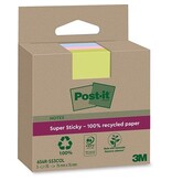 Post-It Super Sticky Post-it Super Sticky Notes Recycled, 70 vel, ft 76 x 76 mm, assorti, pak van 3 blokken