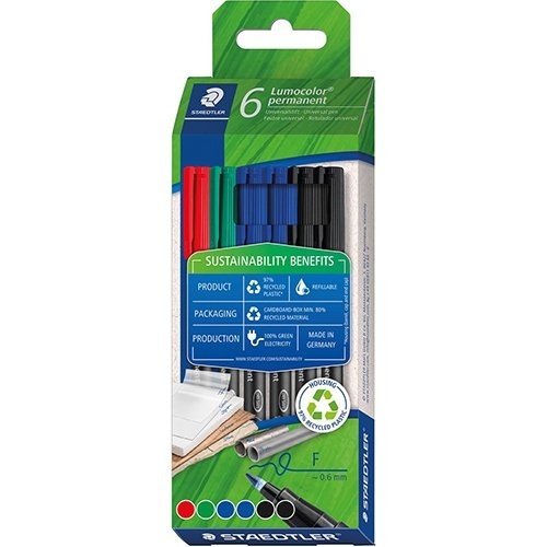 Staedtler Staedtler Lumocolor 318 permanent marker, fijn, assorti, etui van 6 stuks