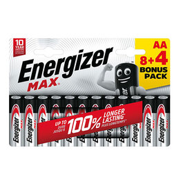 Energizer Energizer batterijen Max AA, blister van 8 stuks + 4 stuks gratis