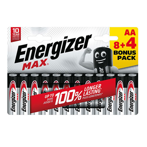 Energizer Energizer batterijen Max AA, blister van 8 stuks + 4 stuks gratis