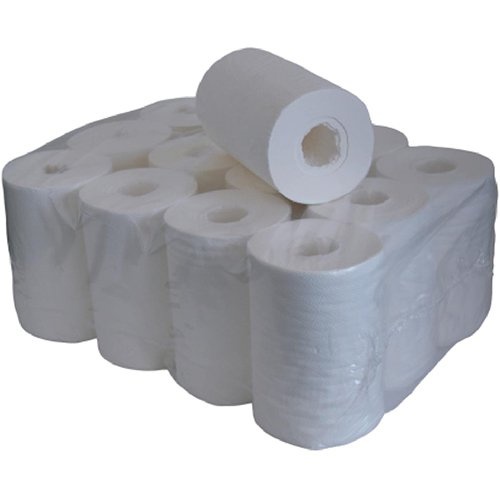 Q-CONNECT Poetspapier Mini, 1-laags, 120 m, pak van 12 rollen