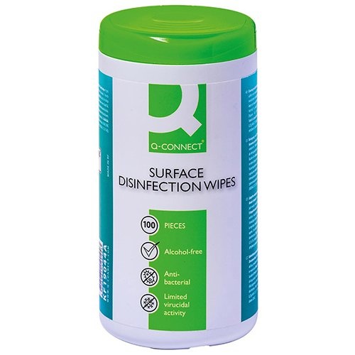 Q-CONNECT Q-CONNECT reinigingsdoekjes voor oppervlakken desinfecterend pak van 100 doekjes