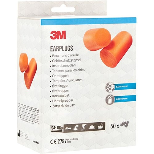 3M 3M oordoppen 1100, geluidsdemping to 37 dB, kartonnen blister van 50 stuks