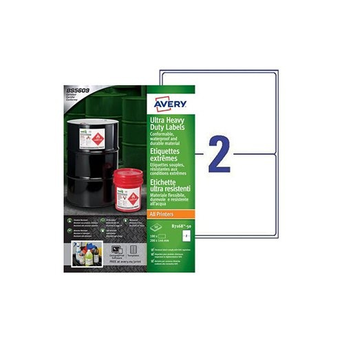 Avery Avery ultra resistente etiketten ft 200 x 144 mm (b x h), doos van 100 etiketten