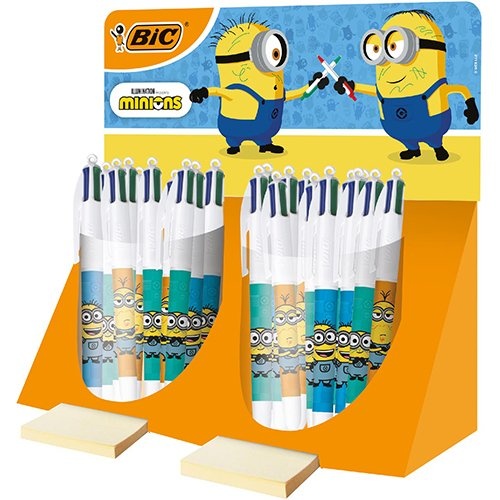 Bic Bic Colours Minions 4-kleurenbalpen, medium, klassieke inktkleuren, display van 40 stuks
