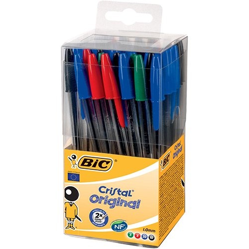Bic Bic balpen Cristal, doos met 50 stuks in geassorteerde kleuren