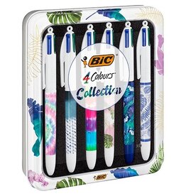 Bic Bic Colours Tie - Dye 4-kleurenbalpen, medium, klassieke inktkleuren, doos van 6 stuks