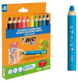 Bic Kids Bic Kids kleurpotlood Multisurface, assorti, etui van 10 stuks + slijper