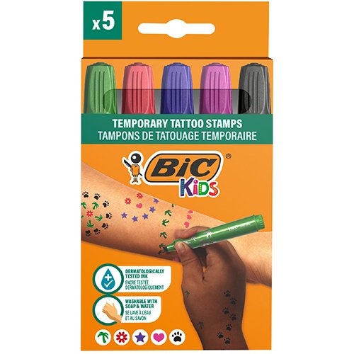 Bic Kids Bic Kids tijdelijke tattoo stempels, assorti, set van 5 stuks