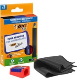 Bic Kids Bic Kids potlood voor whiteboards Multisurface, assorti, etui van 3 stuks + slijper en doek