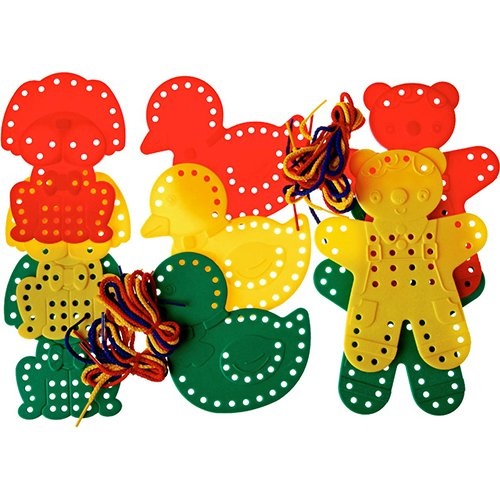 Bouhon Bouhon rijgdiertjes, 9 stuks + 6 veters van 70 cm