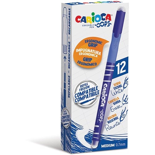 Carioca Carioca balpen Oops, medium, uitwisbaar, doos van 12 stuks, blauw