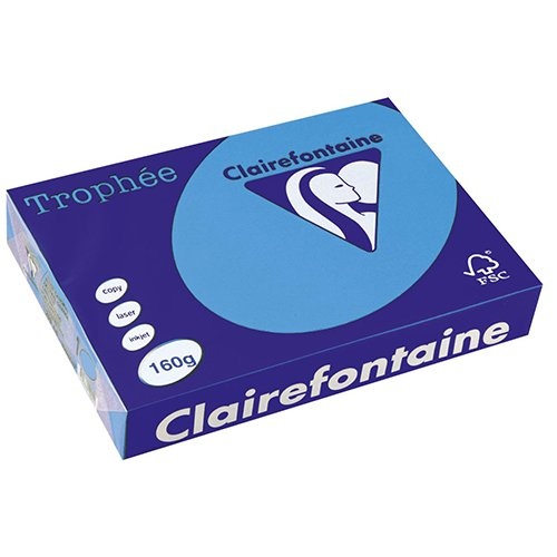 Clairefontaine Clairefontaine Trophée Intens, gekleurd papier, A4, 160 g, 250 vel, koningsblauw
