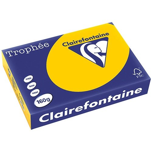 Clairefontaine Clairefontaine Trophée Intens, gekleurd papier, A4, 160 g, 250 vel, zonnebloemgeel