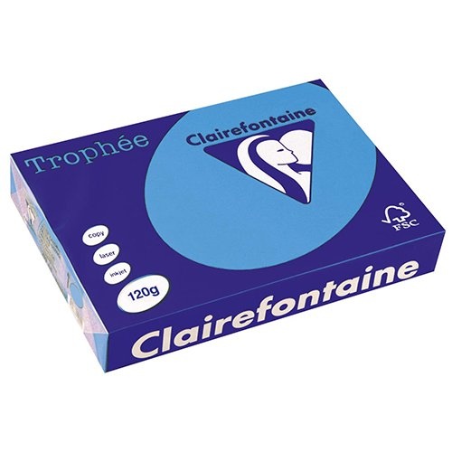 Clairefontaine Clairefontaine Trophée Intens, gekleurd papier, A4, 120 g, 250 vel, koningsblauw