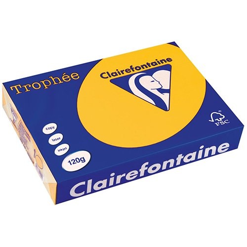 Clairefontaine Clairefontaine Trophée Intens, gekleurd papier, A4, 120 g, 250 vel, zonnebloemgeel