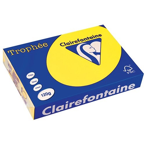 Clairefontaine Clairefontaine Trophée Intens, gekleurd papier, A4, 120 g, 250 vel, zonnegeel