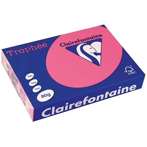 Clairefontaine Clairefontaine Trophée Intens, gekleurd papier, A4, 80 g, 500 vel, fuchsia