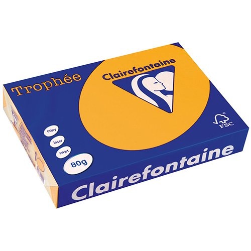 Clairefontaine Clairefontaine Trophée Pastel, gekleurd papier, A4, 80 g, 500 vel, goudgeel