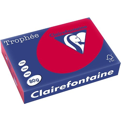 Clairefontaine Clairefontaine Trophée Intens, A4, 80 g, 500 vel, kersenrood