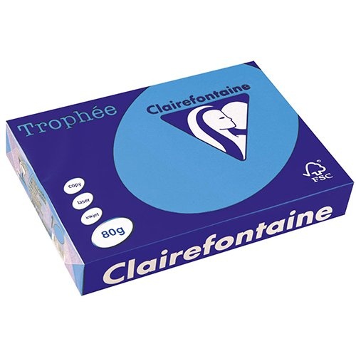 Clairefontaine Clairefontaine Trophée Intens, gekleurd papier, A4, 80 g, 500 vel, koningsblauw