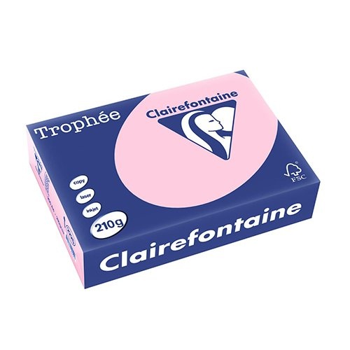 Clairefontaine Clairefontaine Trophée Pastel, gekleurd papier, A4, 210 g, 250 vel, roze