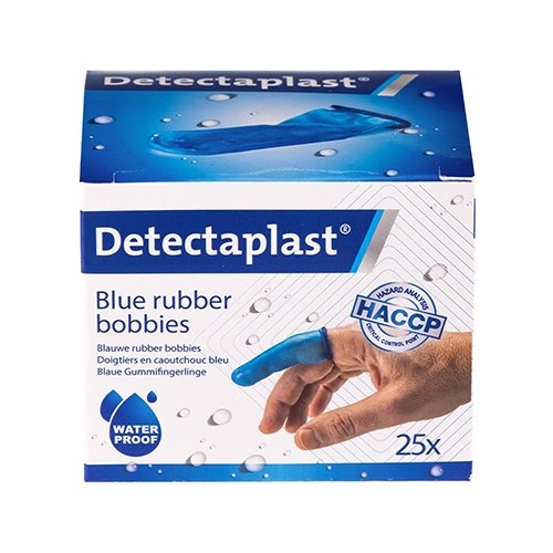 Detectaplast Detectaplast vingerbobs, rubber, latexvrij, blauw, pak van 25 stuks