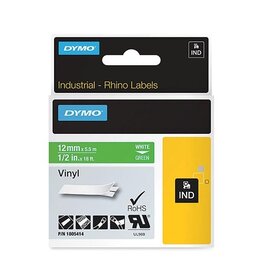 Dymo Rhino Tape 12Mm Vinyl Wt/Groen [1st]