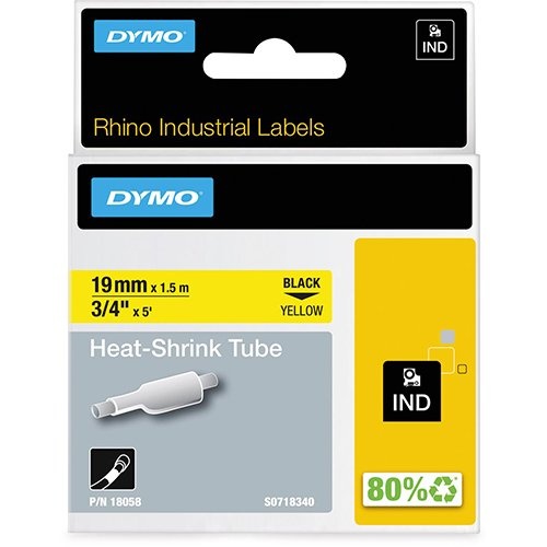 Dymo Dymo RHINO krimpkous 19 mm, zwart op geel